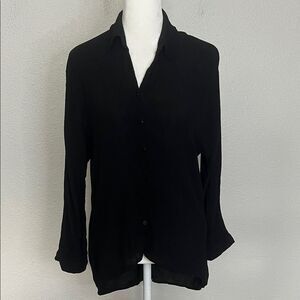 Zara Textured Button Down Shirt Black Size Small